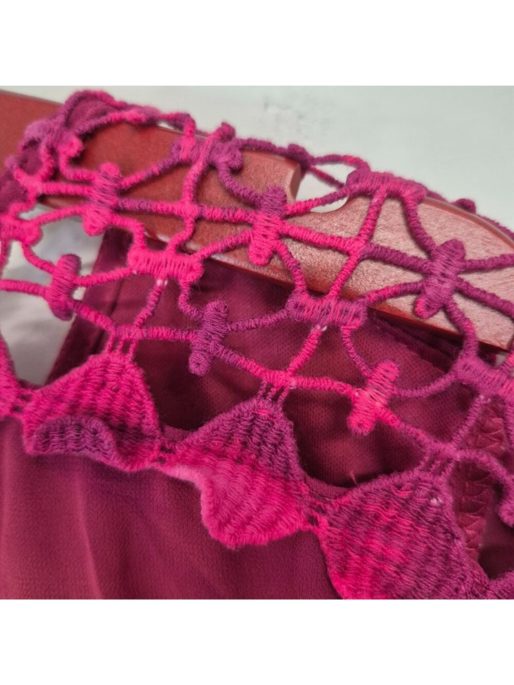 Umgee Womens Pink Tie-Dye Dress W/ Crochet Sleeve Detail Bell Sleeves & Front Ti - Picture 8 of 8